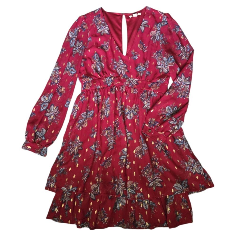 Miami Red Floral Long Sleeve Dress